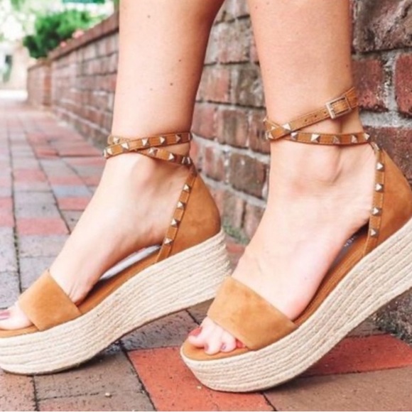 Marc Fisher Jazlyn Espadrille Strappy Studded Wrap Wedge Heel Sandals 8 - Picture 1 of 10